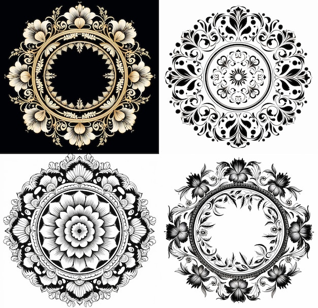 Photo mandala art islamic floral round flower frame stock vector ilovemyar