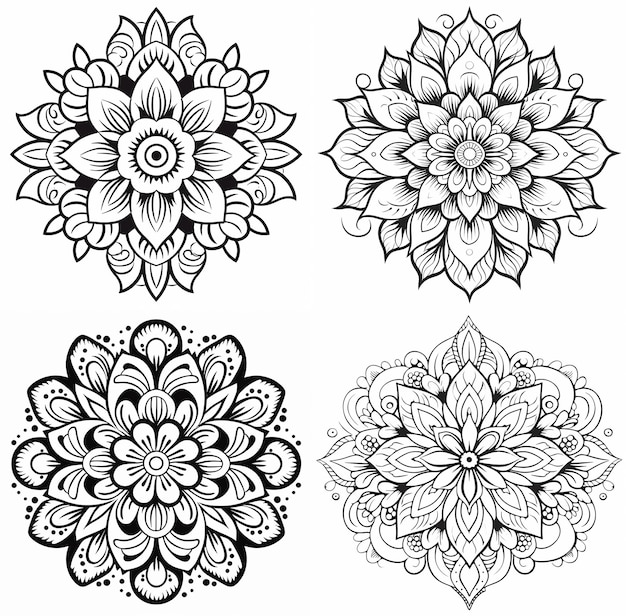 Photo mandala art mandala coloring stock vector royalty free floral mandal