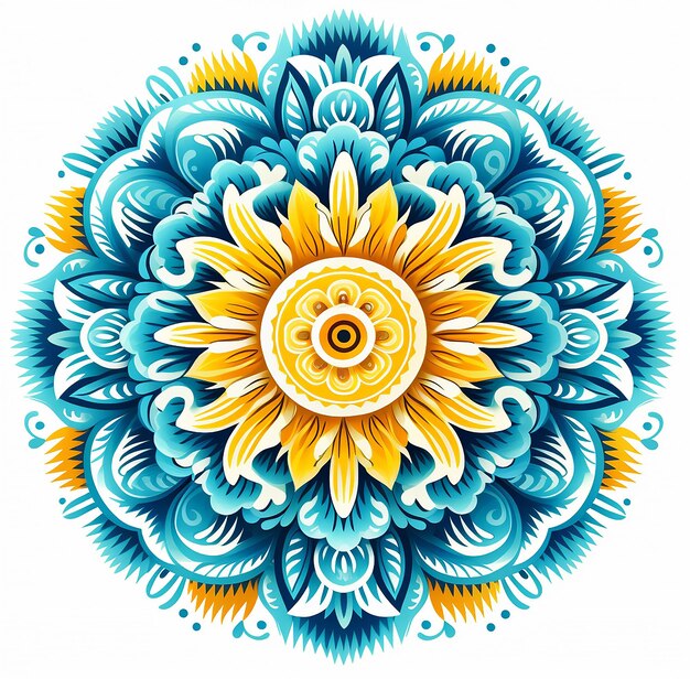 Искусство мандалы Мандала запасы векторов тропического цветка в синем и