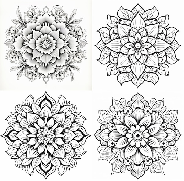 Photo mandala art an ornamental mandala for coloring page in the style of