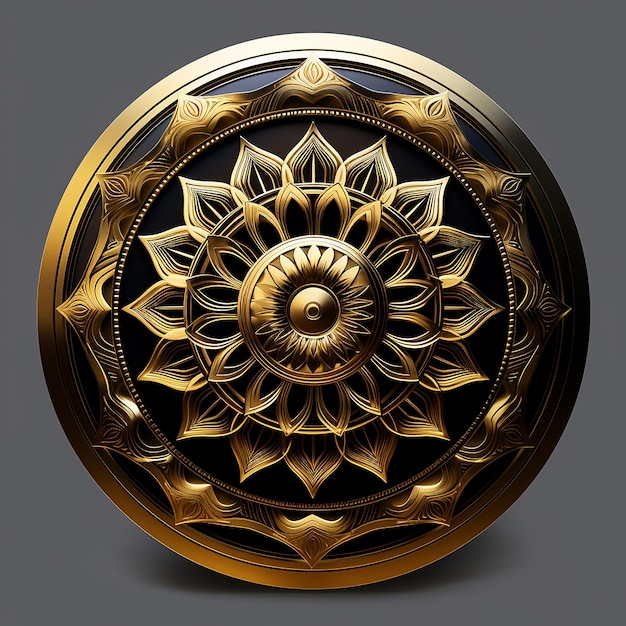 Mandala Art Round Gold Ontwerp van een Mandala Mandala in de stijl van D