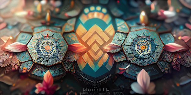 Mandala artwork colorful pattern background. Digital Illustration