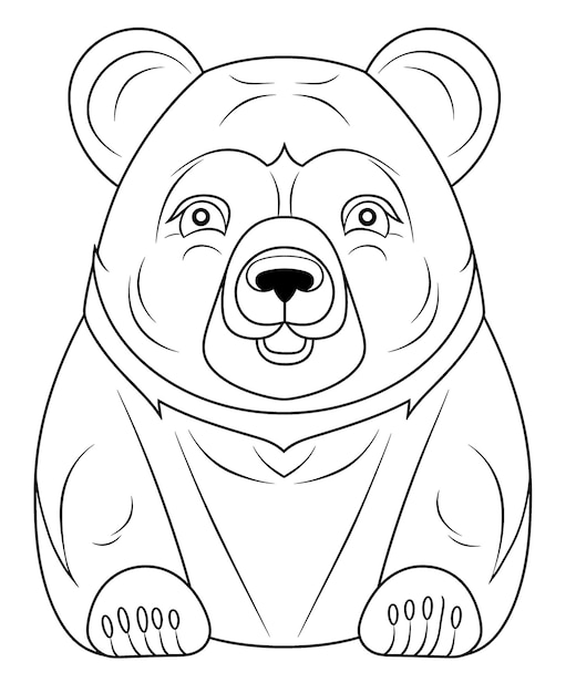 Фото Мандала черно-белая иллюстрация для окрашивания животных медведь избирательный мягкий фокус