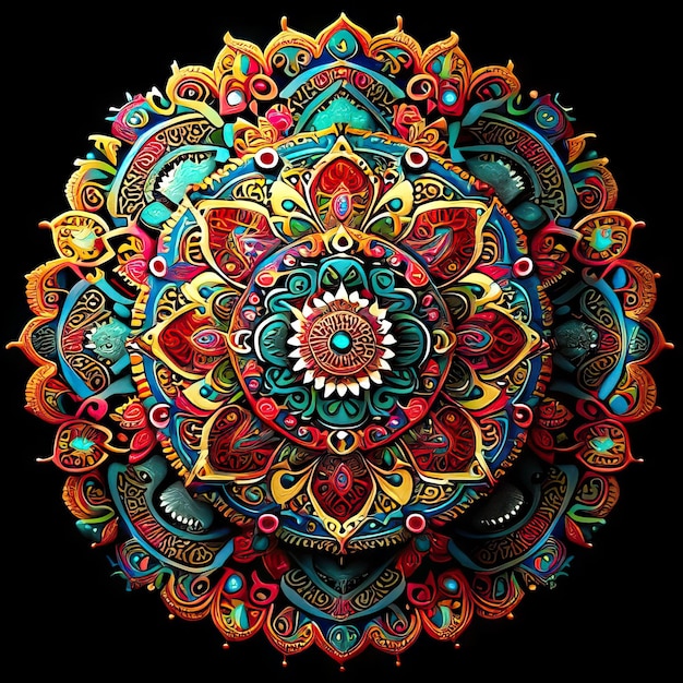 Foto illustrazione del disegno colorato mandala