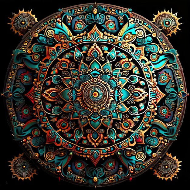 Foto illustrazione del disegno colorato mandala