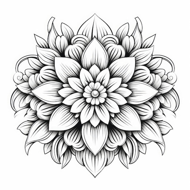 Foto disegno di mandala su sfondo bianco isolato boho mandala mandala con motivi floreali ai generative