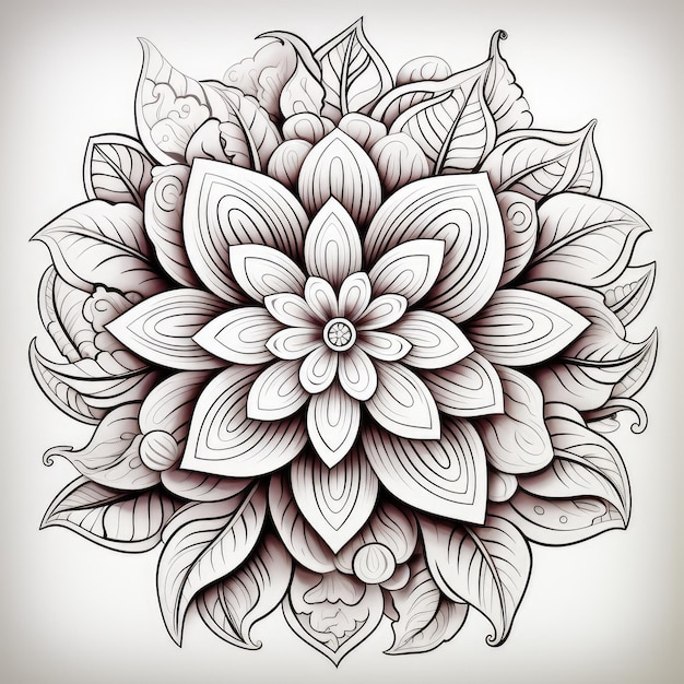 マンダラのデザインはブーホーマンダラ (Boho Mandala) と呼ばれ花のパターンが描かれています