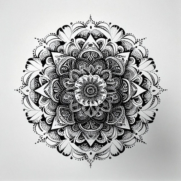 Mandala drawing coloring mandala black and white illustration isolated