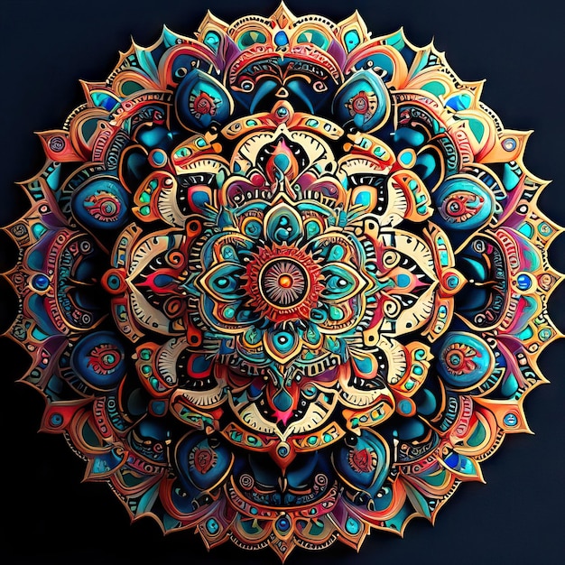 Foto mandala gekleurde ontwerpillustratie