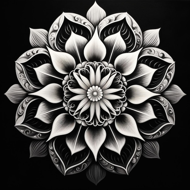 mandala image print black and white 1