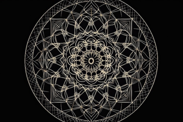 Mandala of interconnected sacred geometry shapes and patterns