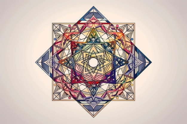 神聖幾何学模様の三角形が絡み合ったマンダラ
