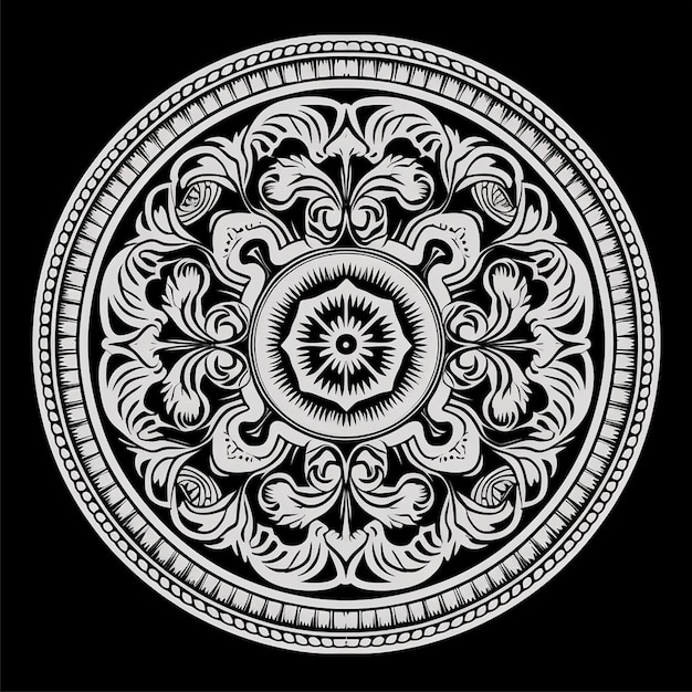 Mandala kleurblad met rond versierd patroon