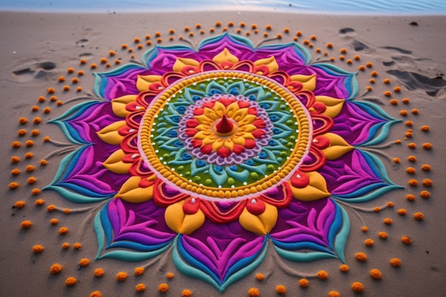 Foto un mandala realizzato con sabbia colorata