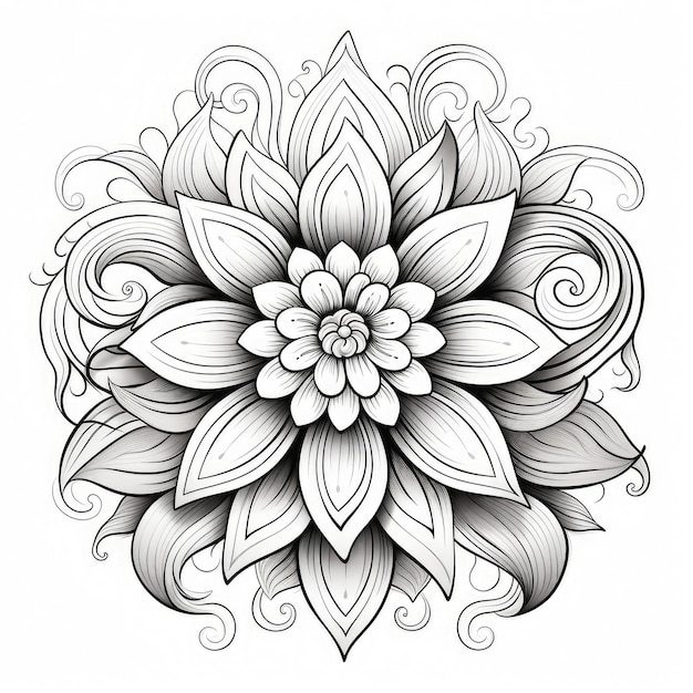 Mandala ontwerp op witte geïsoleerde achtergrond boho mandala Mandala met bloemenpatronen AI Generatief