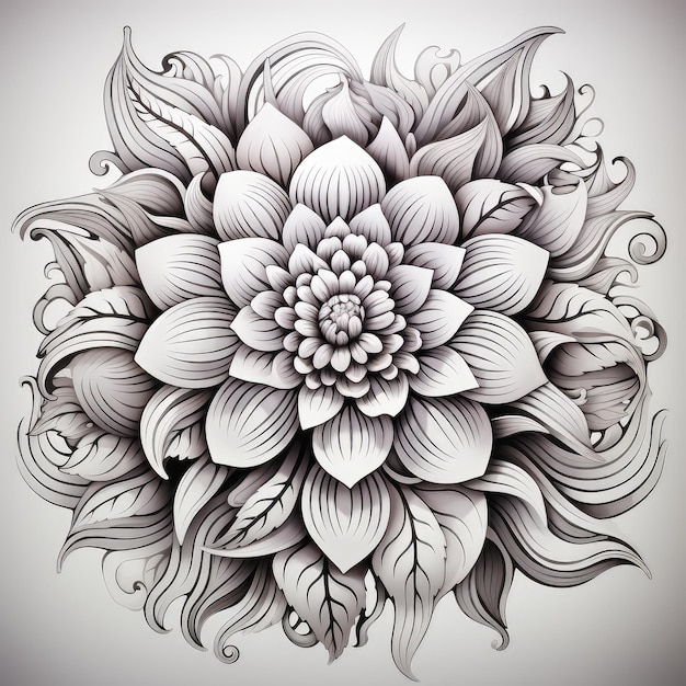 Mandala ontwerp op witte geïsoleerde achtergrond boho mandala Mandala met bloemenpatronen AI Generatief