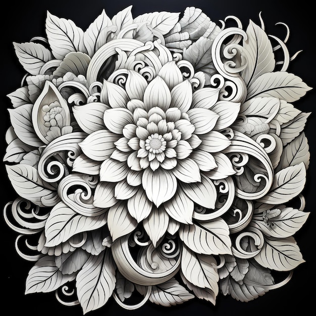 Mandala ontwerp op witte geïsoleerde achtergrond boho mandala Mandala met bloemenpatronen AI Generatief