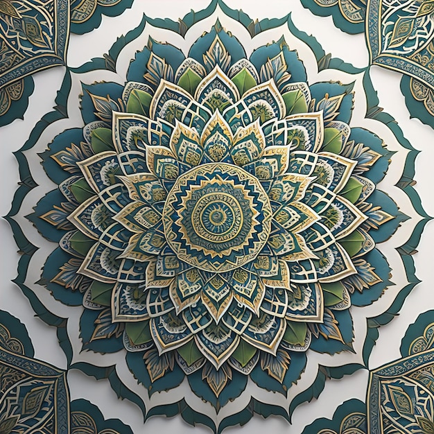 Mandala-patroon Vintage decoratieve elementen met de hand getekende oosterse achtergrond ai generatief