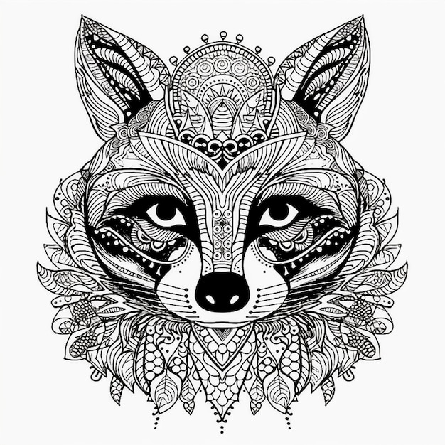 Mandala pattern fox in colorful design AI generated