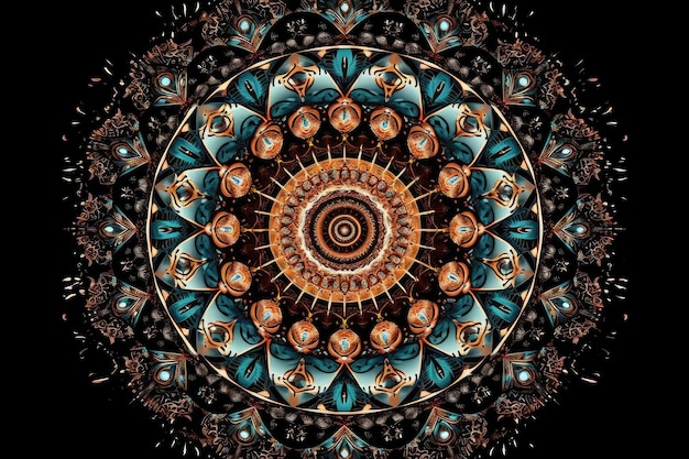 Mandala with intricate fractal patterns and geometric shapes