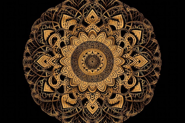 Mandala with sacred geometry and floral patterns