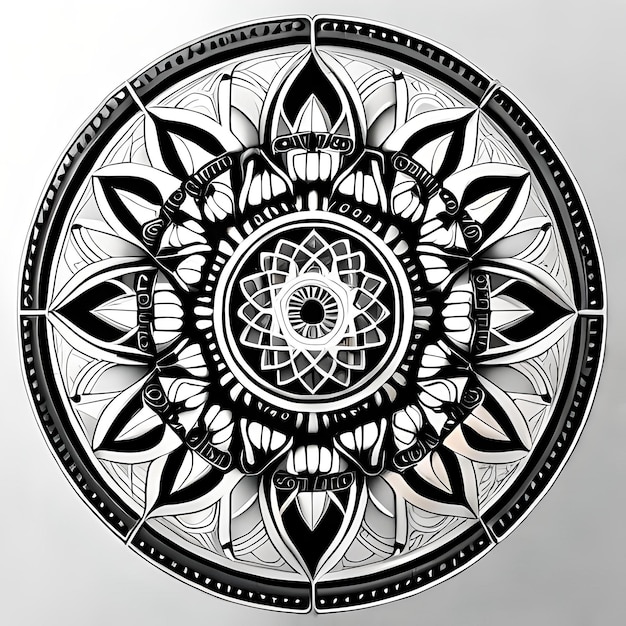 Mandala with zentangle artdetailed mehendi art 2d drawing handmade