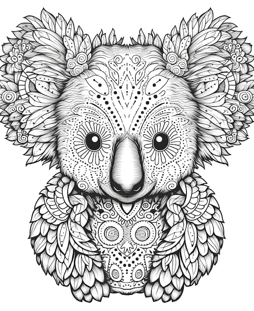 Mandala zwart-wit illustratie voor het kleuren van dieren paard