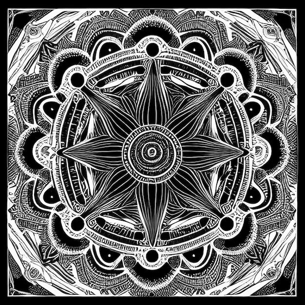 Mandala zwart-witte achtergrond - organische mandala