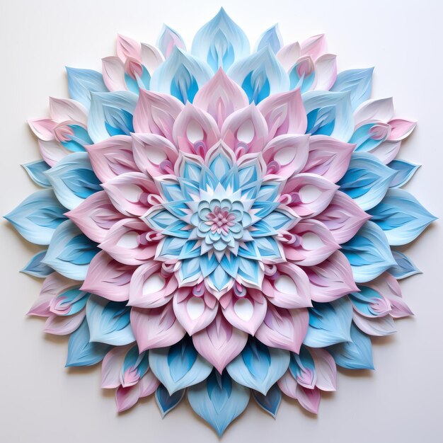 Photo mandalas harmonie a blossoming tapestry of 10 grand petals and 100 delicate pastel shades of blue a