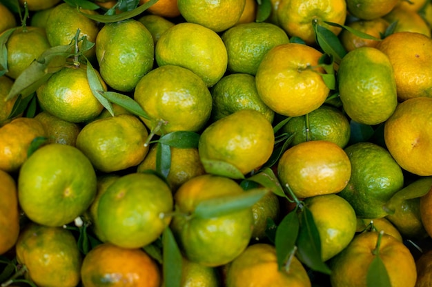 Mandarin at farmer market. Natural. High quality photo