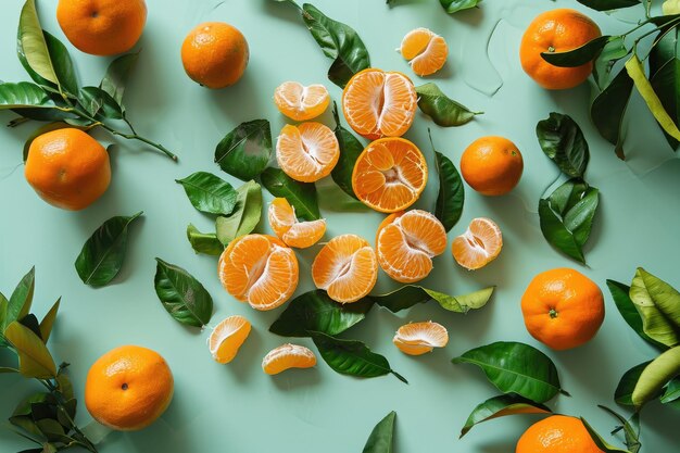 Mandarin Orange Green Background