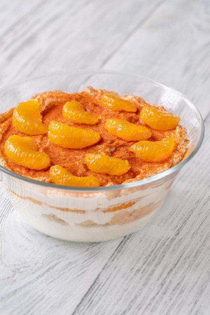 Photo mandarin orange tiramisu