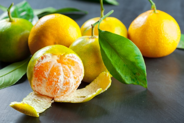 Mandarins on a black background