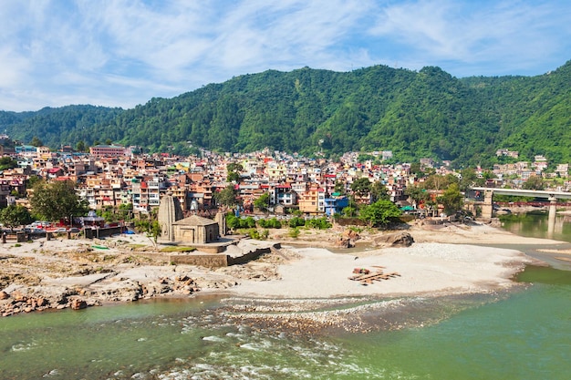 Mandi town aerial view in India