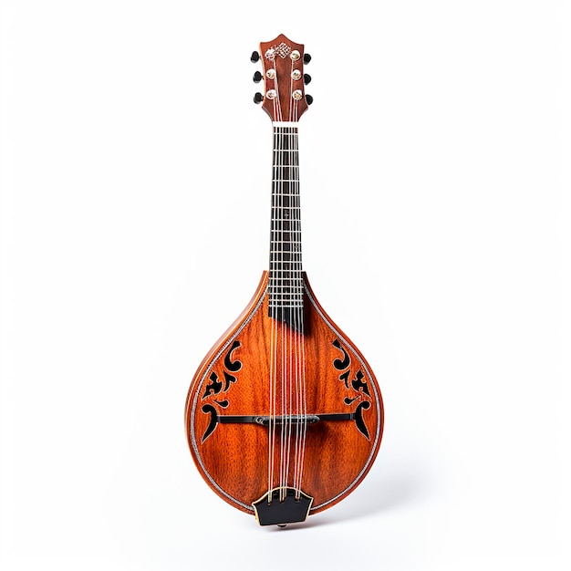 Mandolin national Italian musical instrument isolated on white closeup