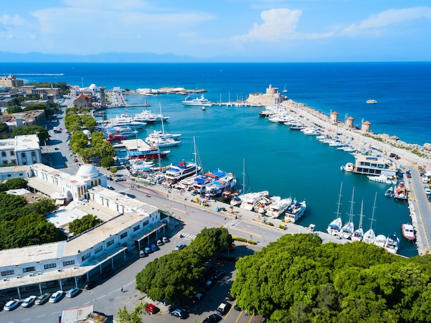 Mandraki port Rhodes city Greece