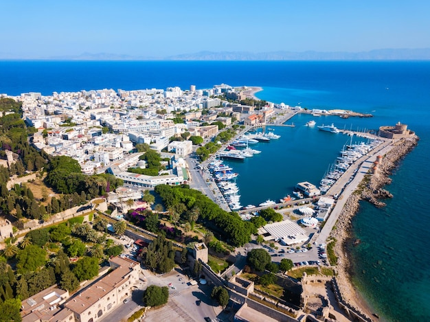 Mandraki port Rhodes city Greece