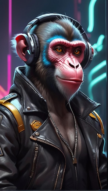 Mandrill Synthwave Serenity Down Under by Alex Petruk AI GENERATED