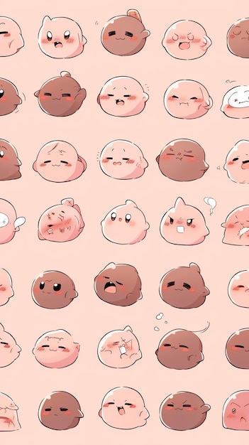 manga cute emoticon set