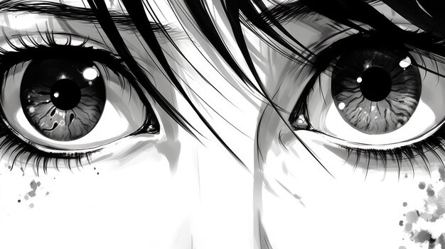 Photo manga eyes drawing of black and white anime character