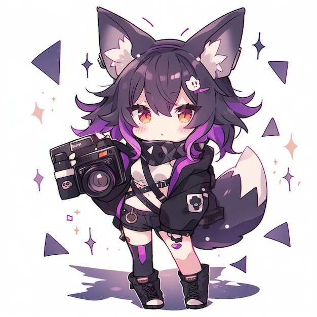 Manga galaxy a bold fusion of spacecore and beachcore featuring an anime girl with fox ears in full