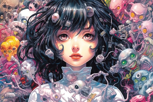 Manga girl with an extraordinary talent for creating chaos wherever she goes Anime illustration generative ai