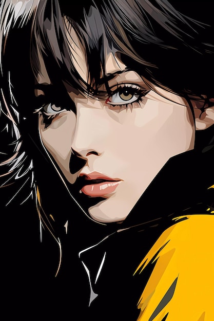 Manga Pop Sensation Comics Girl Portrait in Pop Art en Manga Style Illustratie AI gegenereerd