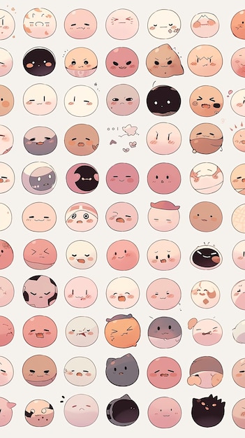 manga schattige emoticons set