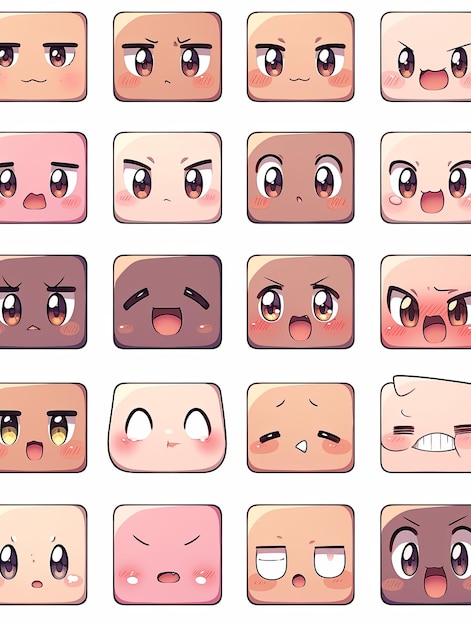 manga schattige emoticons set