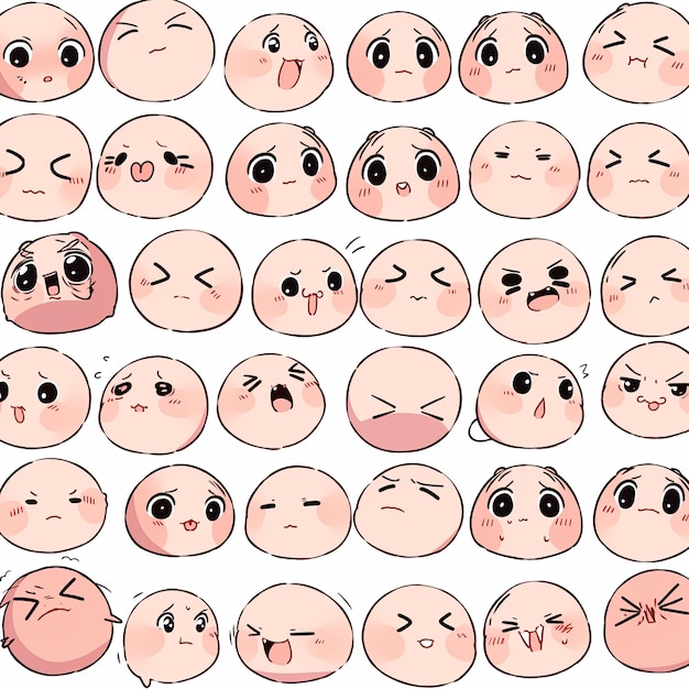 manga schattige emoticons set