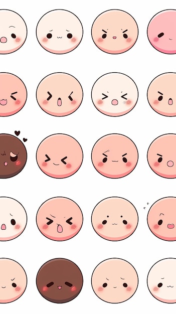 manga schattige emoticons set