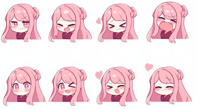 manga schattige emoticons set