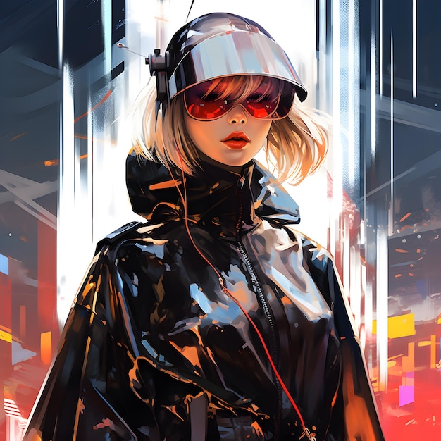 Mangastyle futurism art of beautiful girl