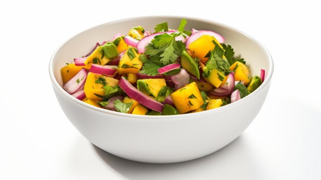 mango avocado salsa with red onions and cilantro